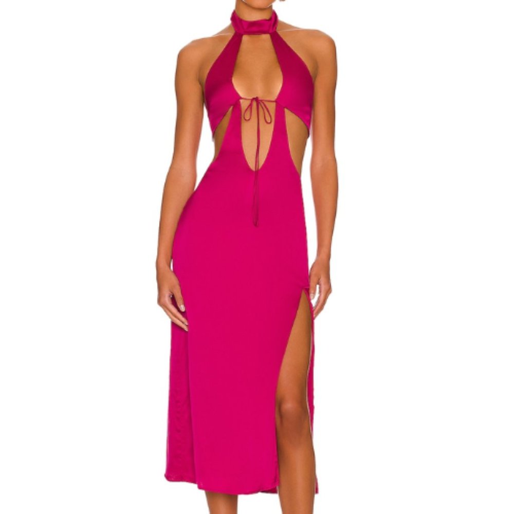 REVOLVE Camila Coelho Abigale Midi Dress in Very Berry NWT Size XXS